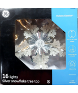 GE 16 Lights Silver Snowflake Tree Topper, 9-1/2&quot; Height, Mounting Clip ... - £19.61 GBP