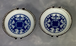 Vintage Swank Royal Copenhagen Porcelain Compass Cufflinks 1”Circa 1945 Mark S - £29.88 GBP