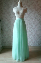 MINT GREEN Full Long Tulle Skirt Plus Size Bridesmaid Tulle Skirt Outfit image 1