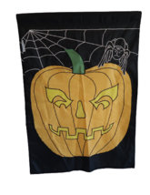 Halloween spider Jack o Lantern large nylon garden flag banner 28 x 40 inch - £11.98 GBP