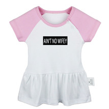 Black AIN T NO ` WIFEY Newborn Baby Girls Dress Toddler Infant Cotton Clothes - £10.29 GBP