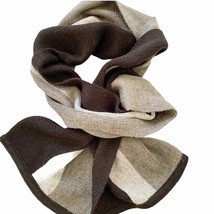 Nautica Grey Black Colorblock Vertical Stripe Wool Blend Scarf - £26.16 GBP