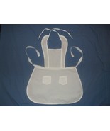 Handmade Girls White Bib Apron - Childs 100% Cotton, One Size, Solid, Wh... - $10.89