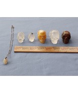 Lot Of 5 Skulls Crystal gemstones plus necklace, Red Jasper, Citrine, Qu... - $964.66 MXN