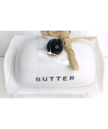 LARGE Porcelain Butter Dish Butter Keeper w/ Lid Knife for Countertop - £17.51 GBP