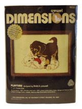 Vintage Dimensions #6032 "Playtime" Puppy and Kitten Crewel Kit NEW 1980 USA - $11.75