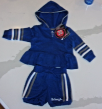 NEW INFANT BABY USAF AIR FORCE BLUE WHITE SHORTS &amp; HOODIE JACKET 6-12 MO... - $29.96