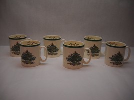 Set Of 6 Spode Christmas Tree Mugs Rounded Handles Made In England Vintage - £49.48 GBP
