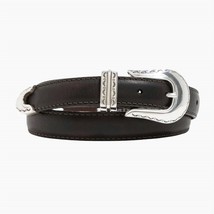 Lejon Leather Goods women&#39;s vintage bison leather magnolia usa belt Dark - $49.00