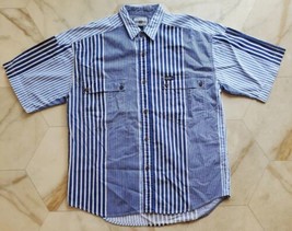 90s Introspect Sportswear Blue Striped Short Sleeve Button Down Size Men... - £19.26 GBP
