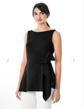 Eshakti Top Size Large (14) Black Solid Side Tie Boat Neck Sleeveless - $34.65