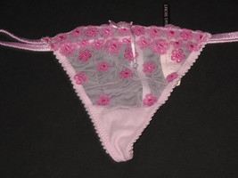 NWT Very Sexy Embroidered Lilac &amp; Purple Daisy Low-Rise V-String Crystal... - $32.50