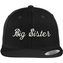 Trendy Apparel Shop Big Sister Embroidered Flat Bill Snapback Cap - Black - £20.07 GBP