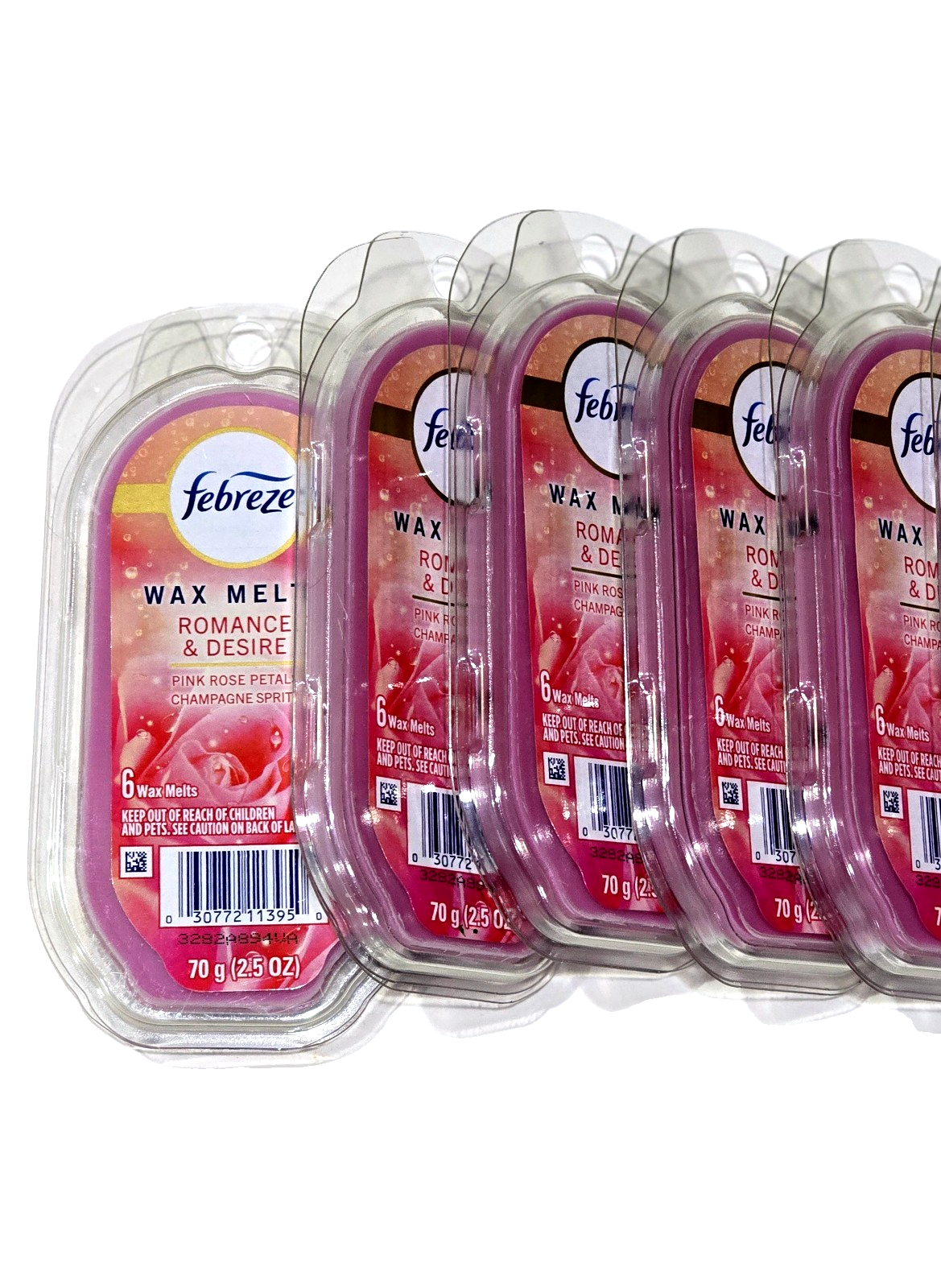 5 Pack Febreze Wax Melts Romance &amp; Desire Pink Rose Petals Champagne Spi... - $24.99