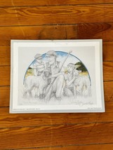 Jennifer Boeke Signed &amp; Numbered Feed My Lambs Pencil Sketch w Watercolor Print - £22.13 GBP