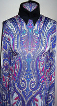 White and Purple Paisley Print Lycra Stretch Fabric 1 Yard 18 Inches - £28.77 GBP