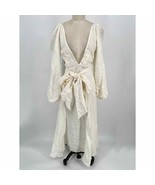 NWD Cult Gaia Larissa Wrap Effect Linen Blend Midi Dress Sz M White Dove - £154.38 GBP
