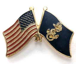 United States Navy and American Flag Pin Crossed Flags Military Pride Su... - €11,05 EUR