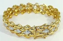 14 Ct Round Cut Simulated Diamond Men&#39;s Tennis Bracelet Gold Plated 925 ... - £229.48 GBP