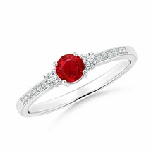 Authenticity Guarantee 
Classic Three Stone Ruby and Diamond Ring in 14K Whit... - £768.40 GBP
