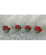 MCM Houze Christmas Barware Tumblers Glasses Set 4 Cocktails Poinsettia ... - $76.68 CAD