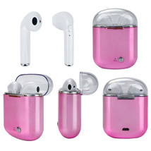 Color: METALLIC PINK - Clear Top Dual Chamber Wireless Bluetooth Earphones With - £35.80 GBP