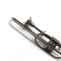 Vintage Brooch Pin Trombone Musical Instrument Horn Statement kitsch Metal band - £10.26 GBP