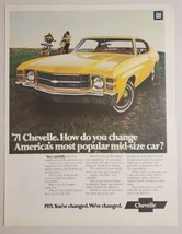 1971 Print Ad Chevrolet Chevelle 2-Door Mid-Size Yellow Car Chevy - $20.77