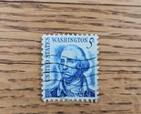 US Stamp George Washington 5c Used Blue Waves - $4.74