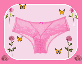 M Spring Taffy Pink Rose Floral ALL MESH Dot Victorias Secret CHEEKY Brief Panty - £10.77 GBP