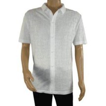 Mens Stacy Adams Italian Style Knit Woven Shirt Short Sleeves 3128 Pure White image 2