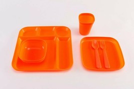 Your Zone ~ Six (6) Piece Set ~ Kids Dinnerware ~ Plastic ~ Orange - £11.93 GBP