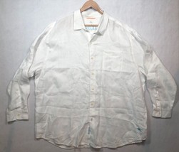Tommy Bahama Relax Long Sleeve White Linen Shirt Button Front Men&#39;s 2XB ... - $29.39