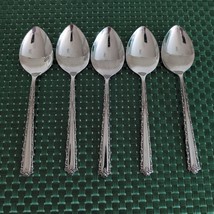 Oneida CHERIE Place Oval Soup Spoons Set Lot of 5 Stainless Floral Gloss... - $9.99