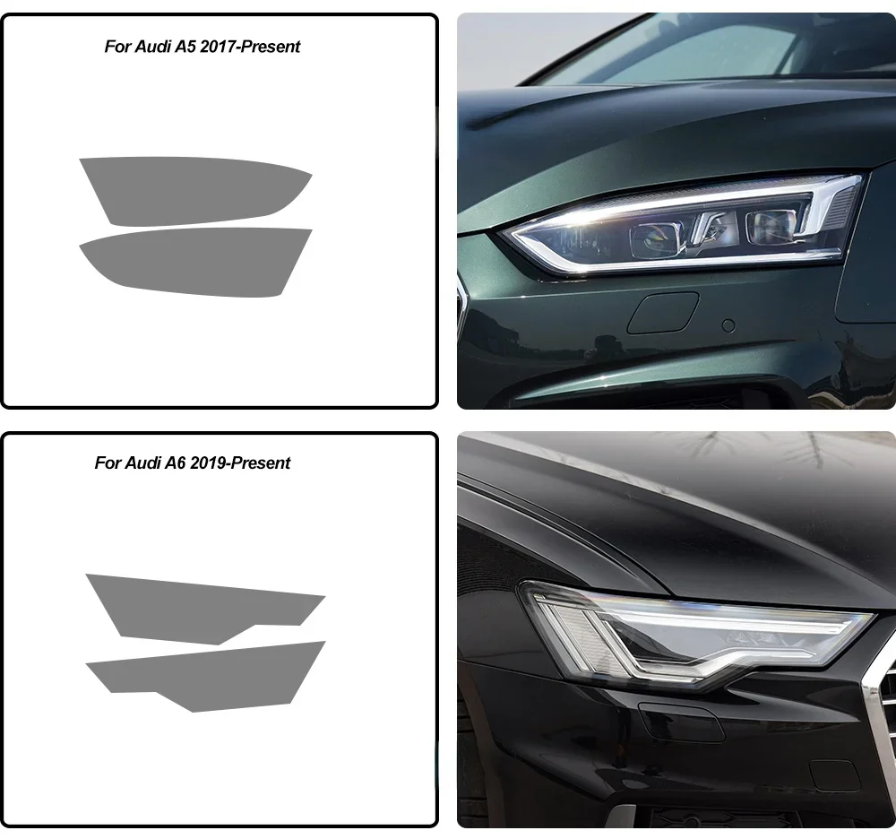 2Pcs Car Headlight Protective Film For Audi A4 8V A3 B8 B9 A5 A6 C8 A7 A... - £25.46 GBP+