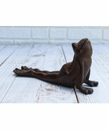 Rustic Vintage Cast Iron Stretching Yoga Toad Frog Decorative Door Wedge... - $32.58 CAD