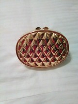 Vintage Chi Chi French Designer Quilted Look Golden Metal Minaudiere Evening Bag - £40.89 GBP