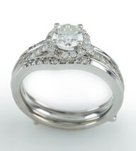18k Weißgold Diamant Verlobung Ring W / Hochzeit Verstärker Schutz .75 K... - $117,039.96 MXN