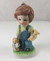 Vintage ARDCO Ceramic Boy With Trumpet &amp; Dog 5.25&quot; Figurine - €6,81 EUR