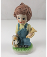 Vintage ARDCO Ceramic Boy With Trumpet &amp; Dog 5.25&quot; Figurine - $148.89 MXN