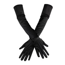 Bridal Prom Costume Adult Satin Gloves Black Solid Opera Length New Party - £10.06 GBP