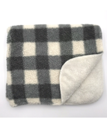 Amari Buffalo Plaid Baby Blanket Gray White Sherpa - £17.52 GBP