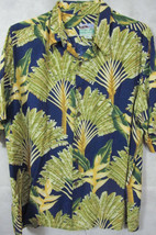 OUTSTANDING Vintage Reyn Spooner Dark Blue Palm Leaves Hawaiian Aloha Sh... - £35.38 GBP