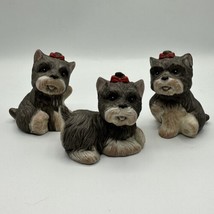 Homco Yorkie Yorkshire Terrier Puppy Dog Figurines Home Interiors 1475 Set of 3 - £14.37 GBP