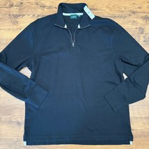 NWT J. Crew Mens XL Black Half Zip Rugby Shirt BJ309 Classic Preppy Elbow Patch - £34.13 GBP