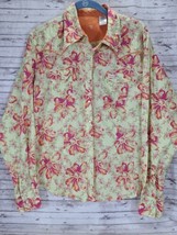 Wrangler 20x Women&#39;s XL Blue&amp;Cream Floral Pearl Snap Long Sleeve Shirt - $17.81