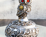 Ebros Silver And Bronze Steampunk Owl With Red Gemstone Eyes Jewelry Tri... - £12.41 GBP