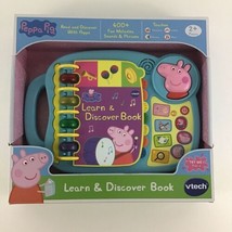 VTech Peppa Pig Learn &amp; Discover Book Electronic Learn Sounds Phrases Music New - $54.40