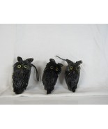 Lot of 3 Sisal Owl Ornaments Black - $14.38