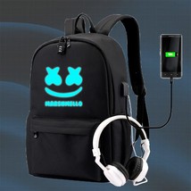 Luminous DJ Man Backpafor Students Back to School Bags Usb Charging Black Travel - £44.22 GBP